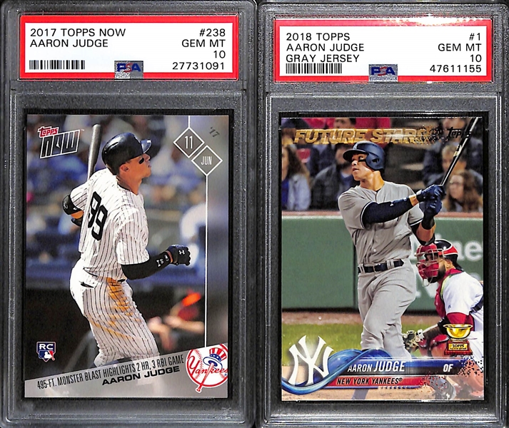 Lot of (2) PSA 10 Graded Aaron Judge Cards w. 2017 Topps Now # 238 Rookie